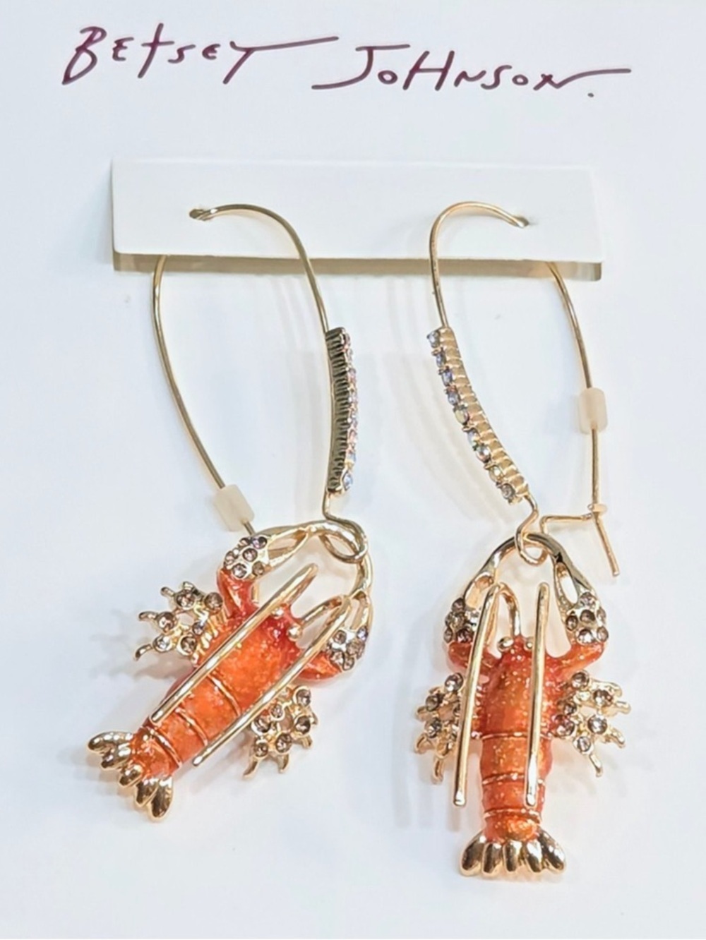 BETSEY JOHNSON Mermaid Jewels Sea Life Crystal-Studded Lobster Earrings NEW NWT
